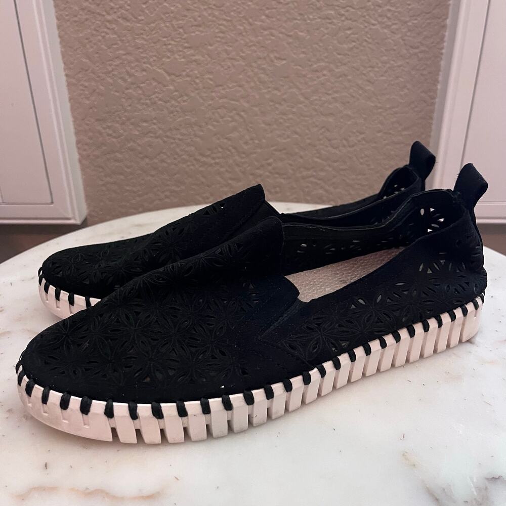 Ilse Jacobsen Women's Tulip Slip On Shoes 40 Black Loafer Comfort Laser Cut - Picture 8 of 8
